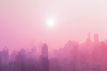 Rose gold wallpaper, morning, atmosphere, city, cityscape