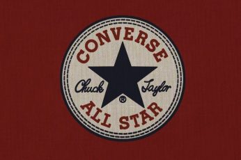 Converse All Star logo wallpaper, red background, artwork, communication