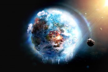 The solar system digital wallpaper, planet illustration, Earth