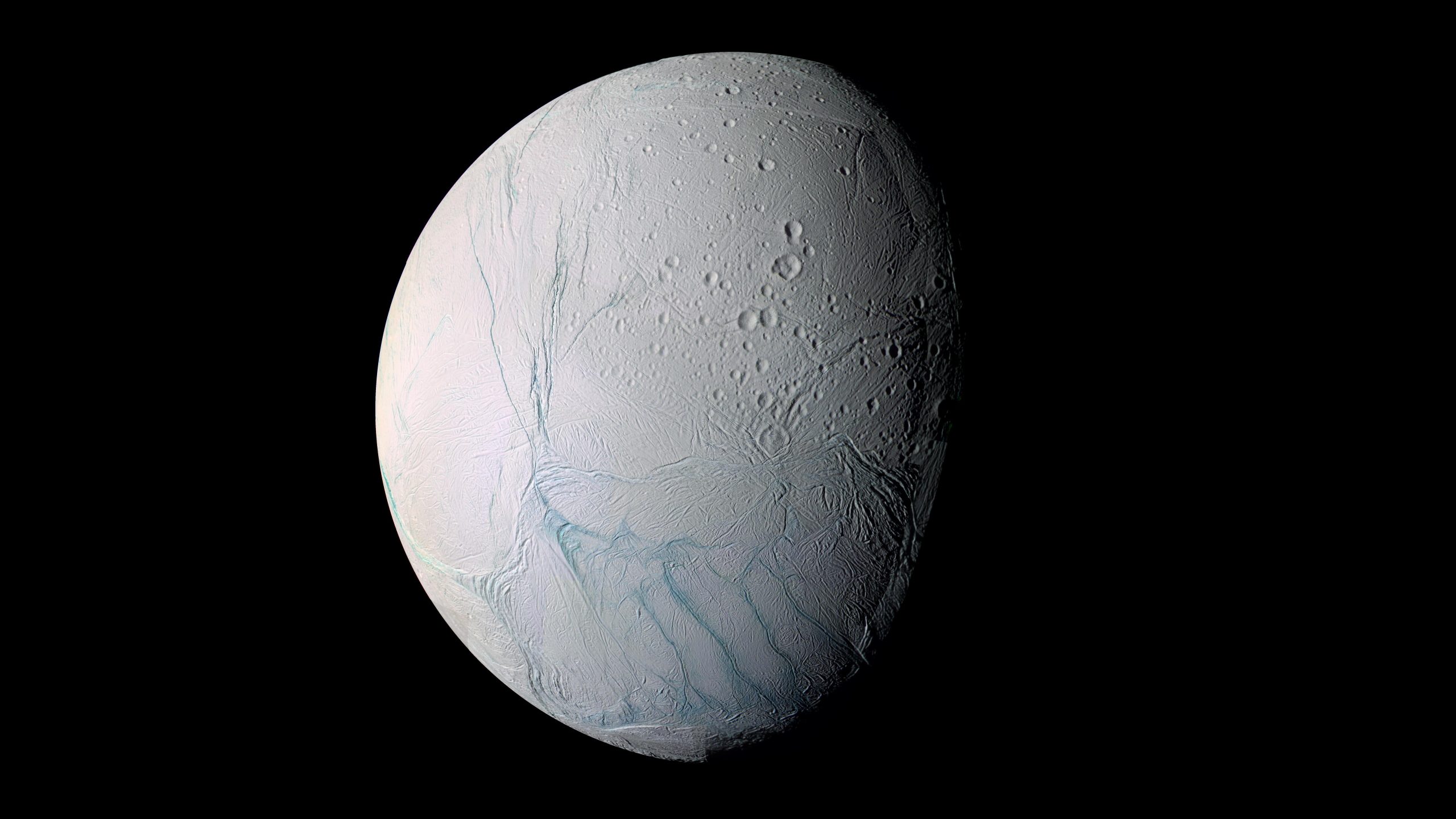 Gray moon wallpaper, planet, Enceladus, Solar System, Saturn’s moon