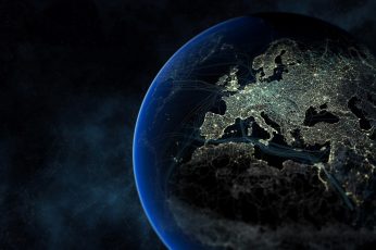Earth illustration wallpaper, Europe, lights, planet, space, world, digital art