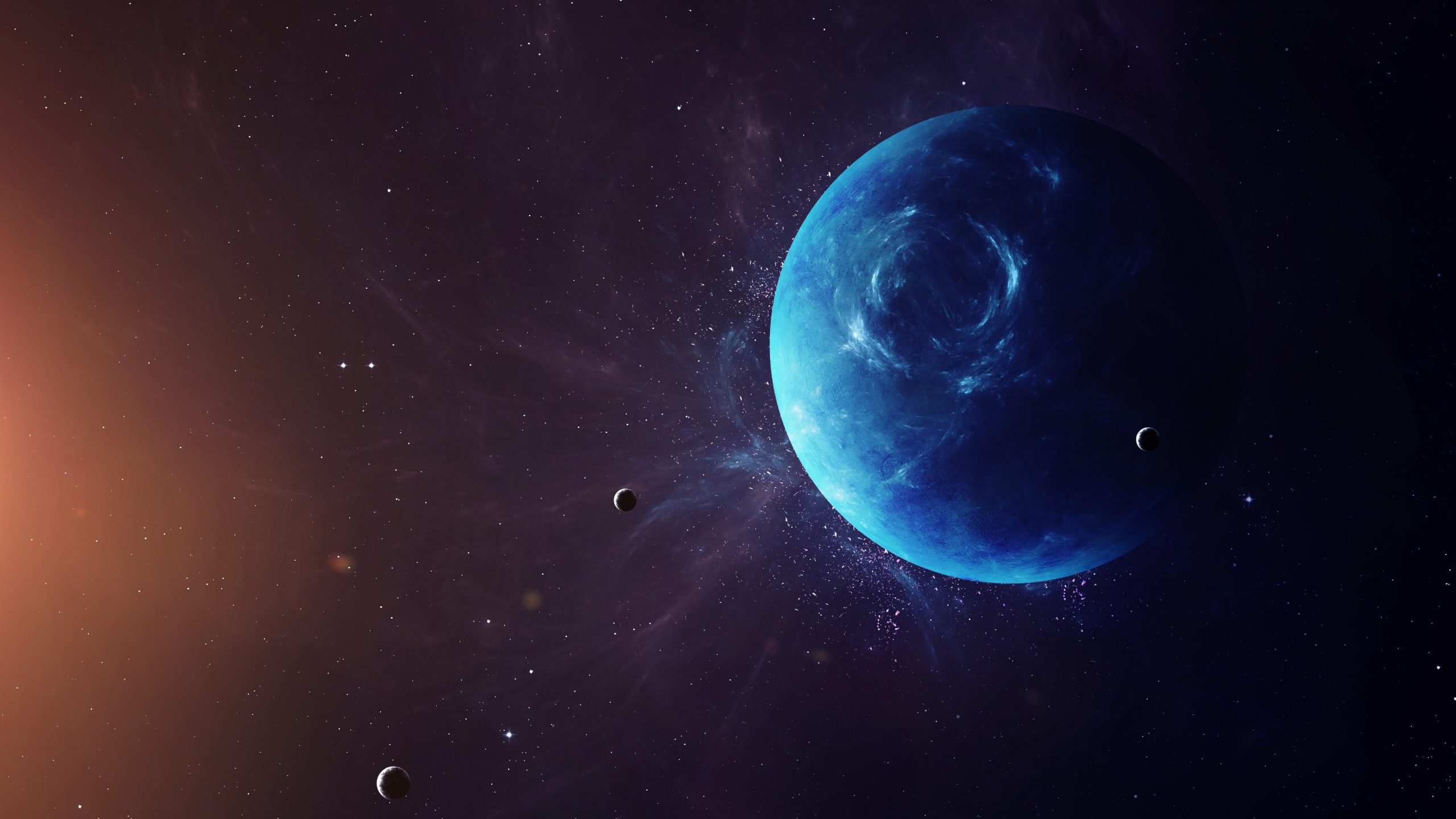 Neptune wallpaper, planet, moon, space, solar system