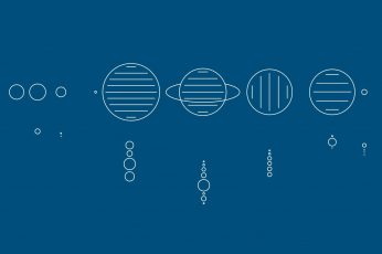 Blue background, simple, minimalism, abstract, Solar System