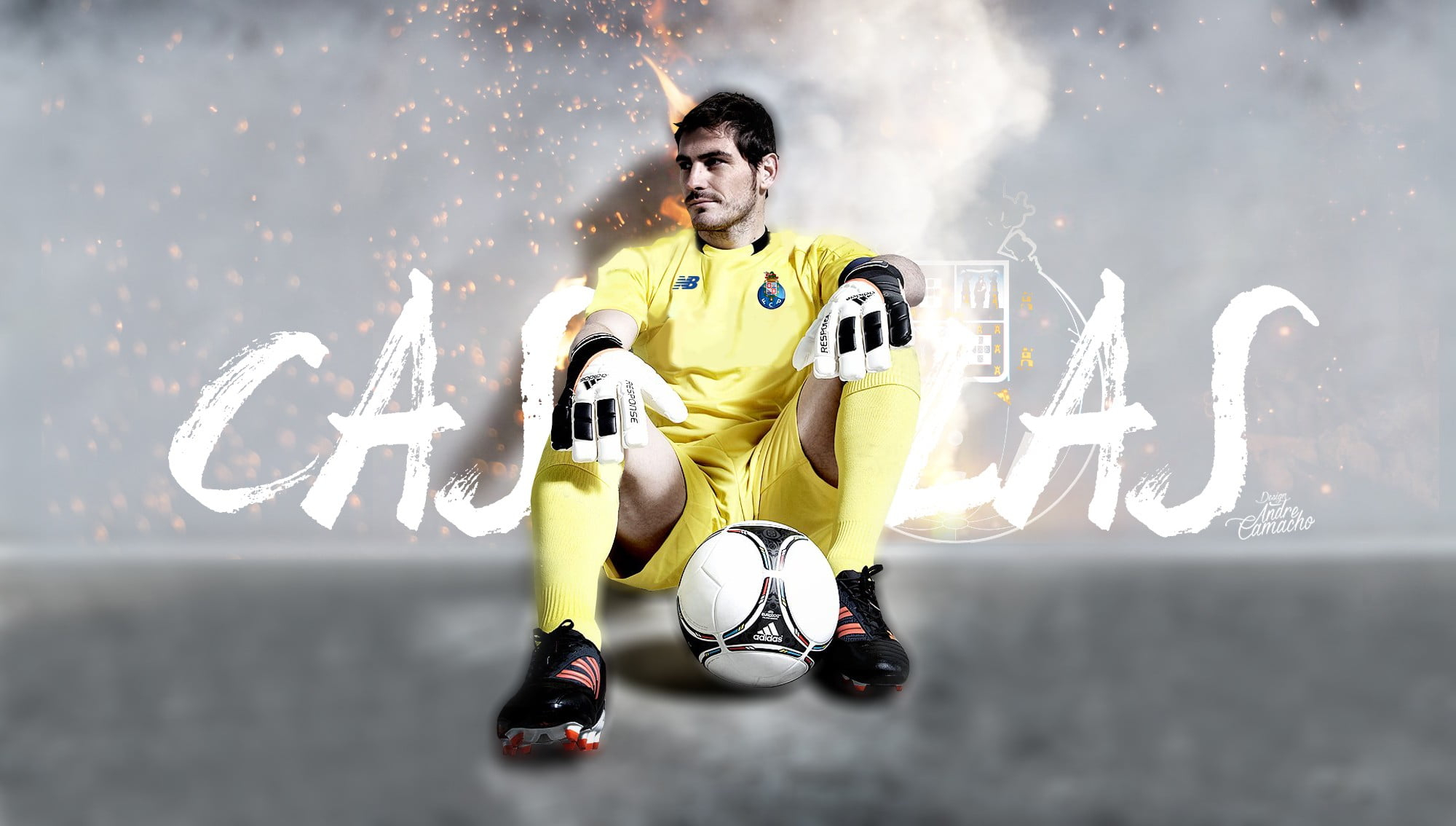 Casillas wallpaper, fc porto, men's yellow soccer jersey and soccer ball