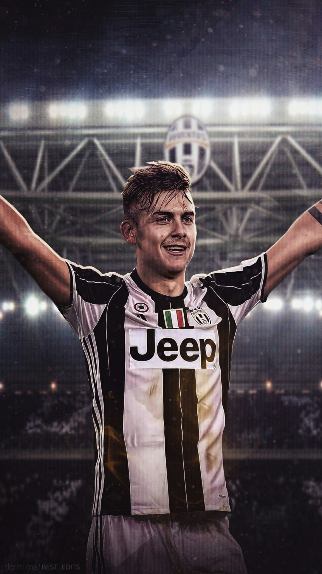 Paulo Dybala wallpaper, soccer pitches, white and black Adidas Jeep soccer jersey
