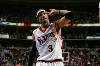 Basketball wallpaper, Allen Iverson, Philadelphia 76ers, white and red NBA jersey