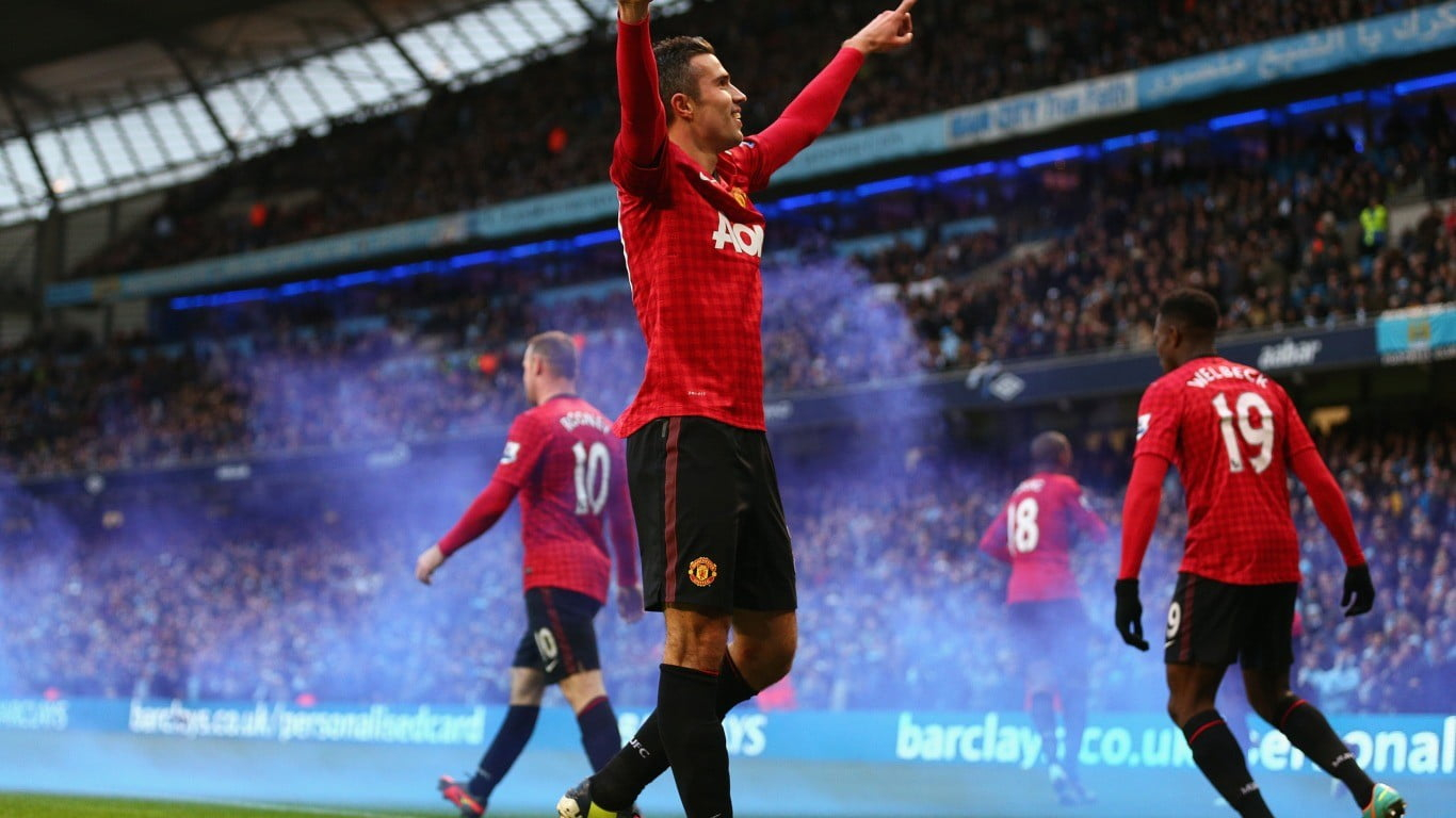Manchester United wallpaper, Robin van Persie, men’s red soccer jersey