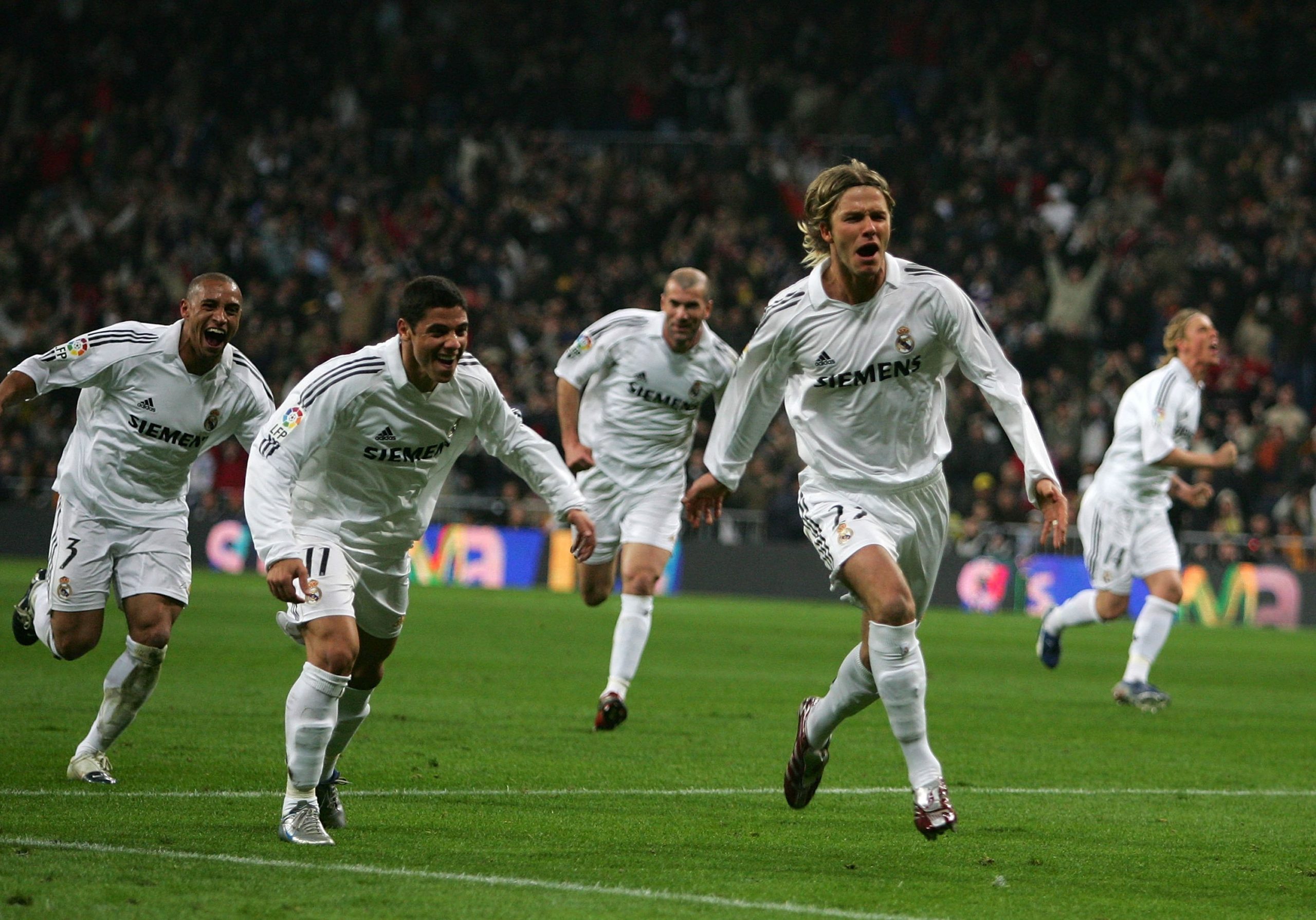 Sport wallpaper, Star, David Beckham, Real Madrid, men's white football jerseys