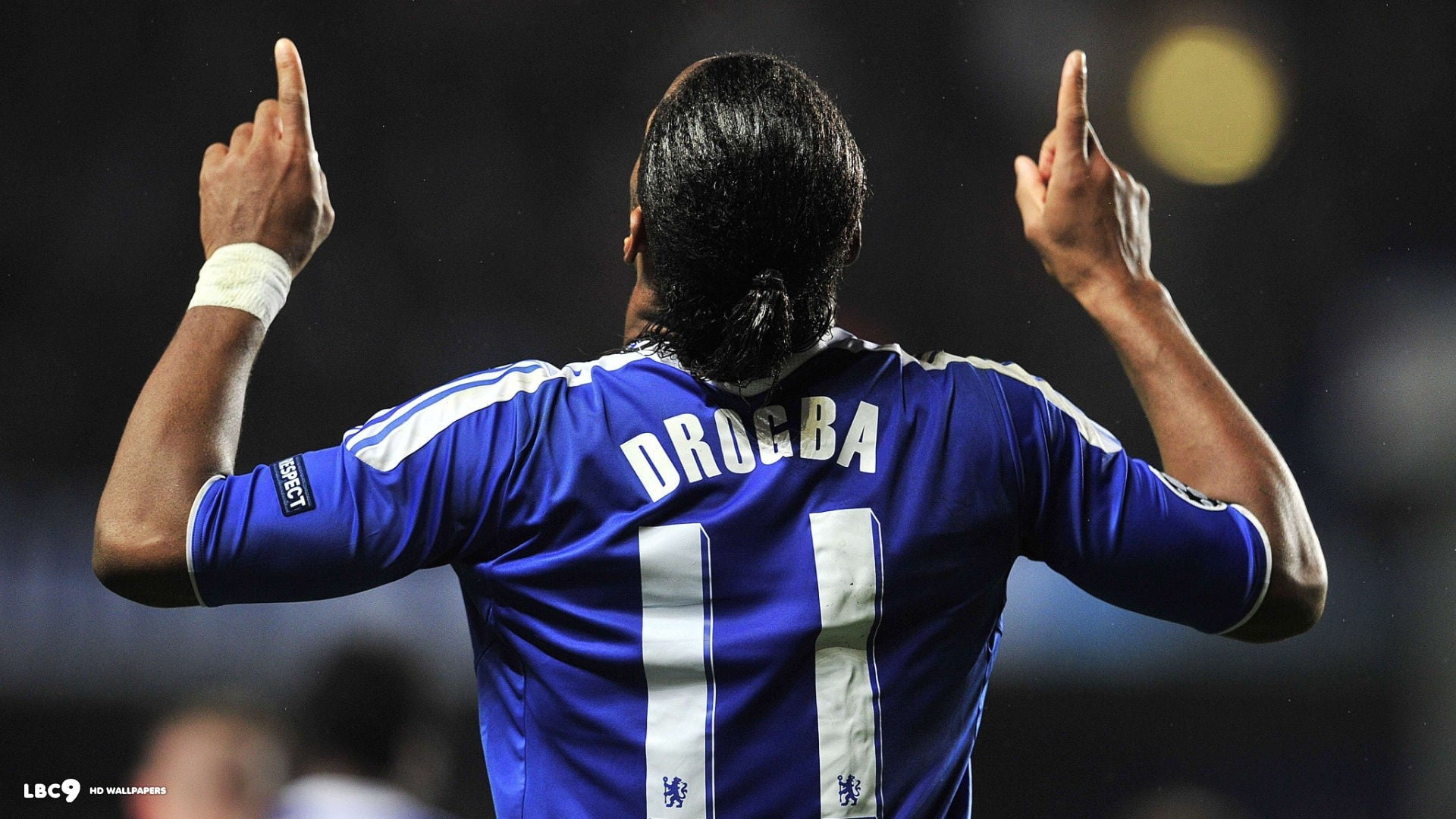 Didier Drogba wallpaper, men's blue and white Drogba jersey shirt, Chelsea FC