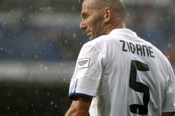 Footballers wallpaper, soccer, Zinedine Zidane, men’s white and black Adidas jersey