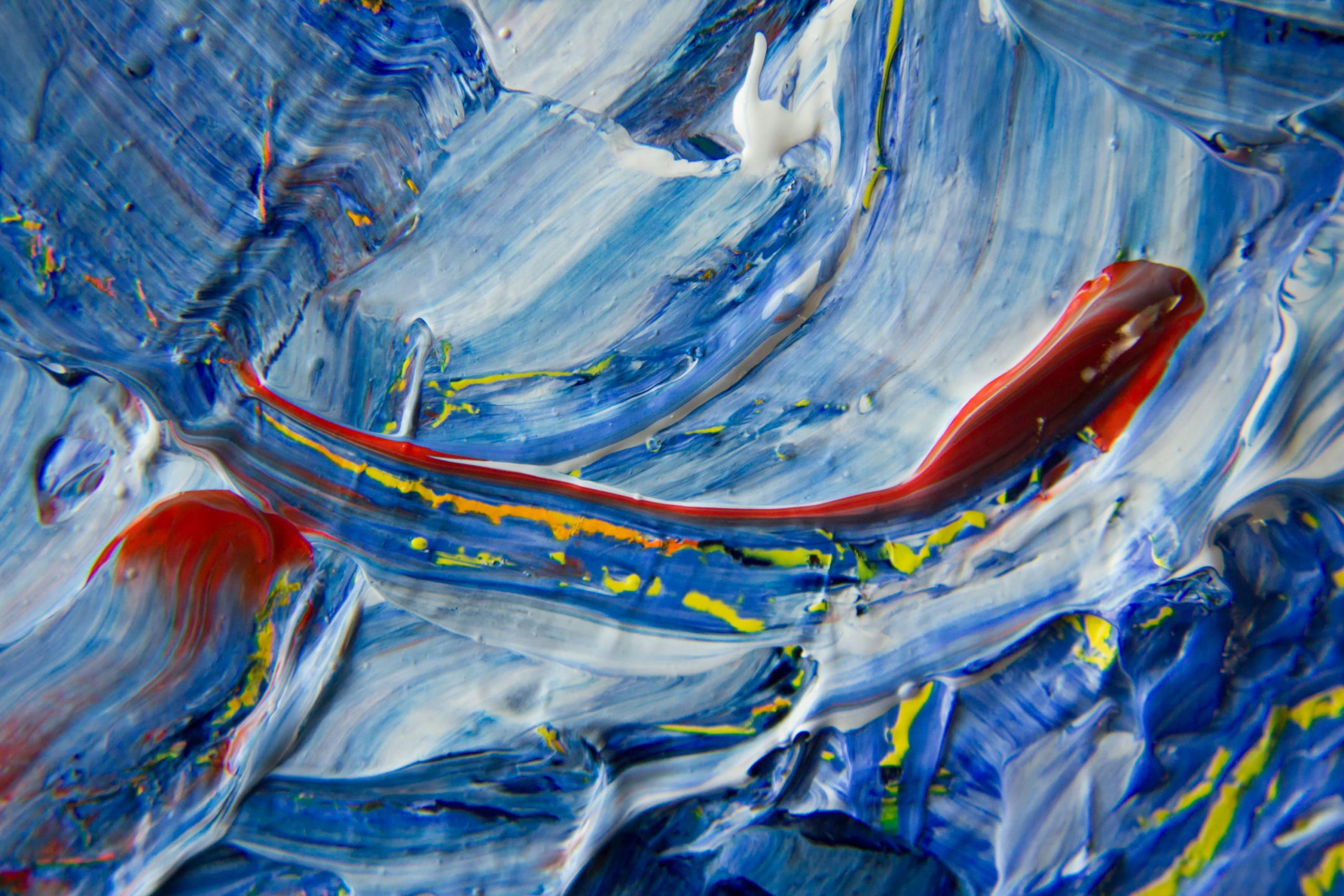 Blue, Yellow, and Red Abstract Painting, abstract expressionism wallpaper