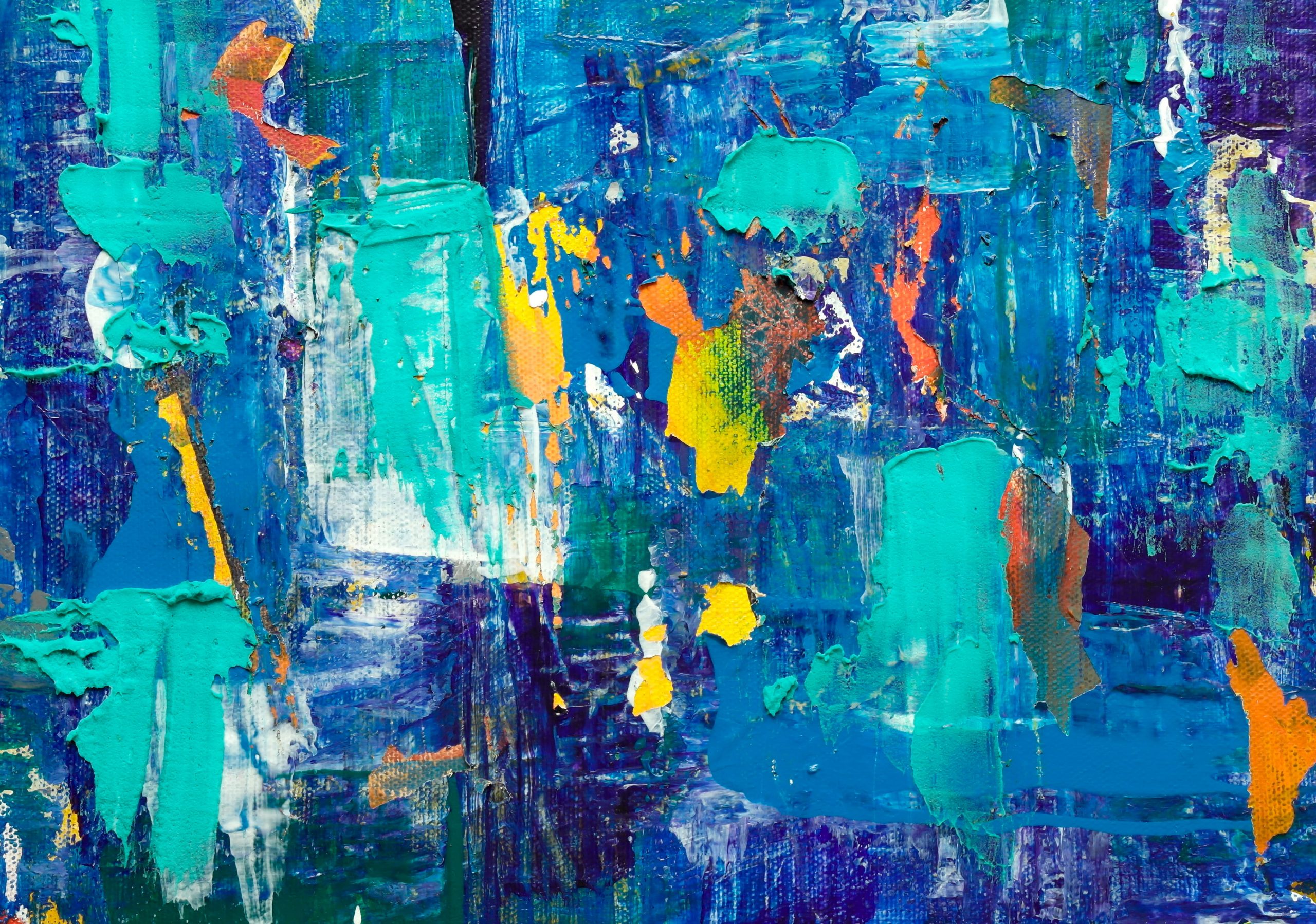 Blue abstract painting wallpaper, modern art, wall art, wallpaper, background