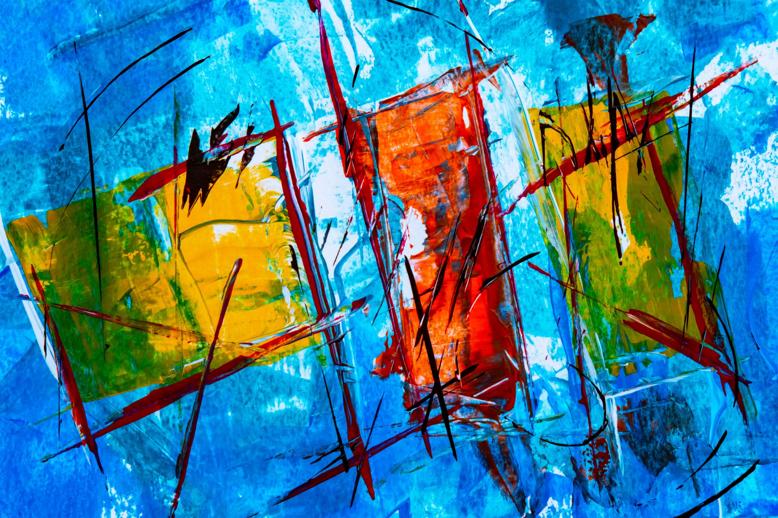 Red and Blue Abstract Painting wallpaper, abstract expressionism, acrylic