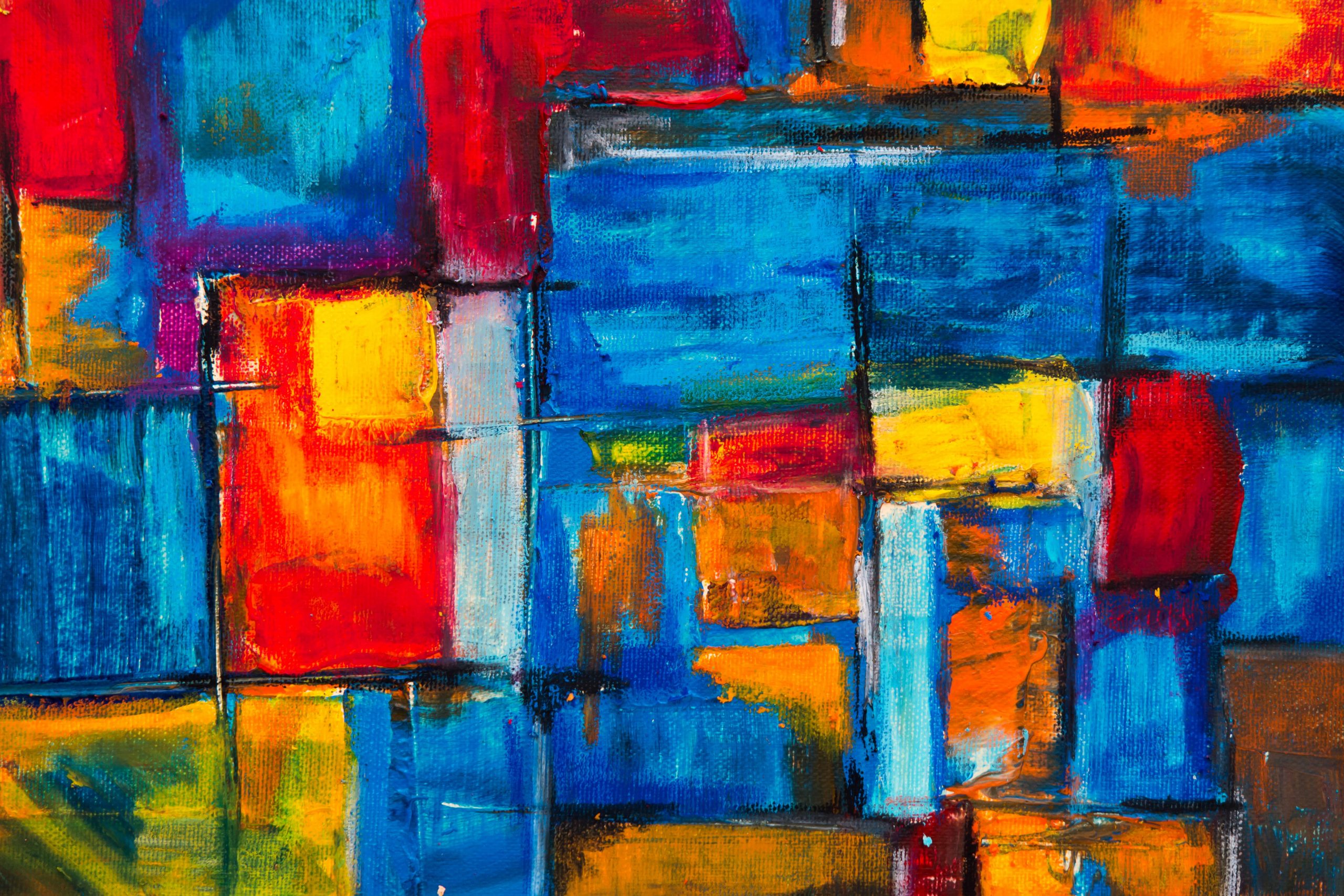 Wallpaper Red, Green, Yellow, And Blue Abstract Painting, Abstract  Expressionism - Wallpaperforu