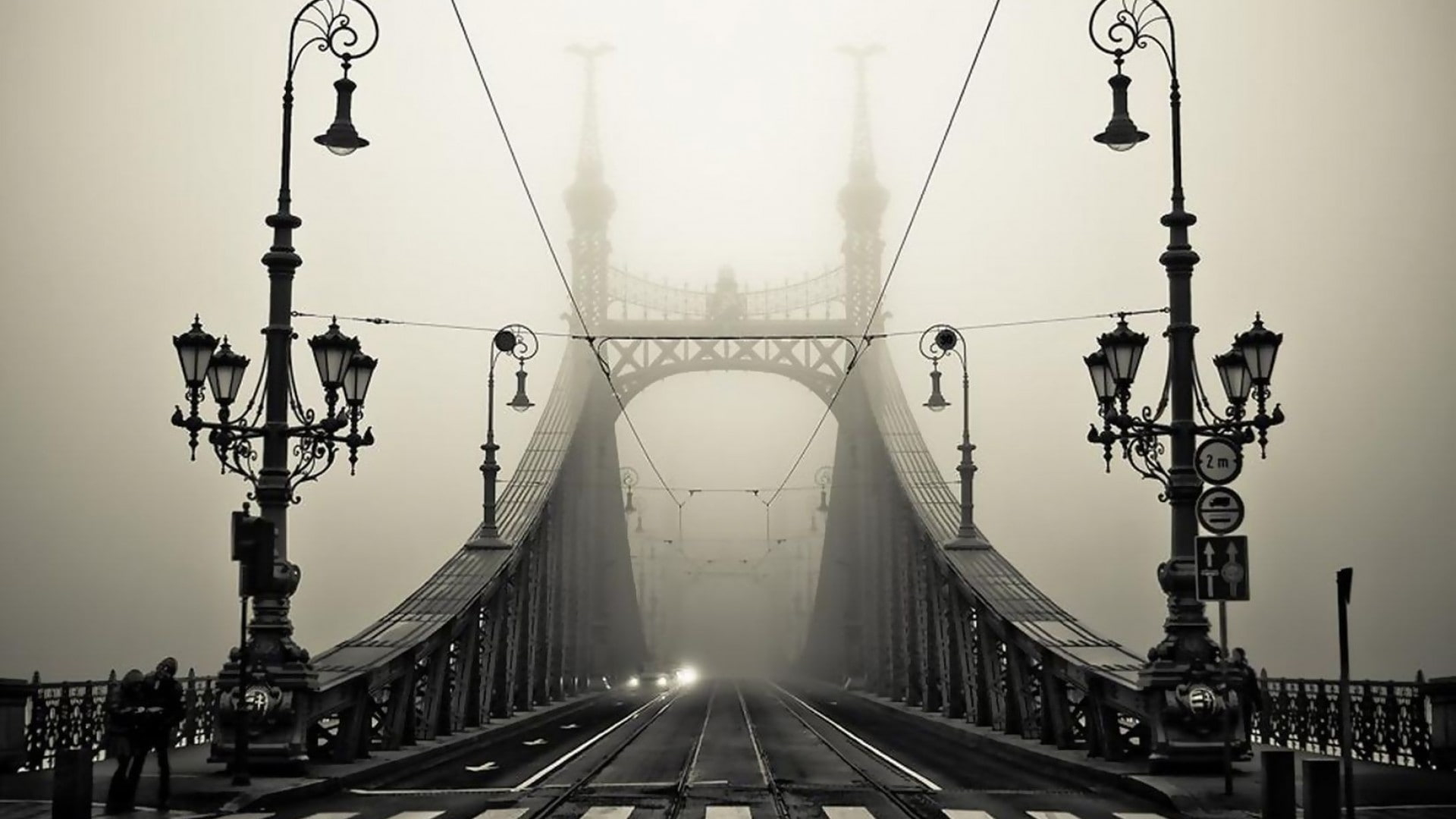 Wallpaper bridge, suspension bridge, structure, architecture, city, sky