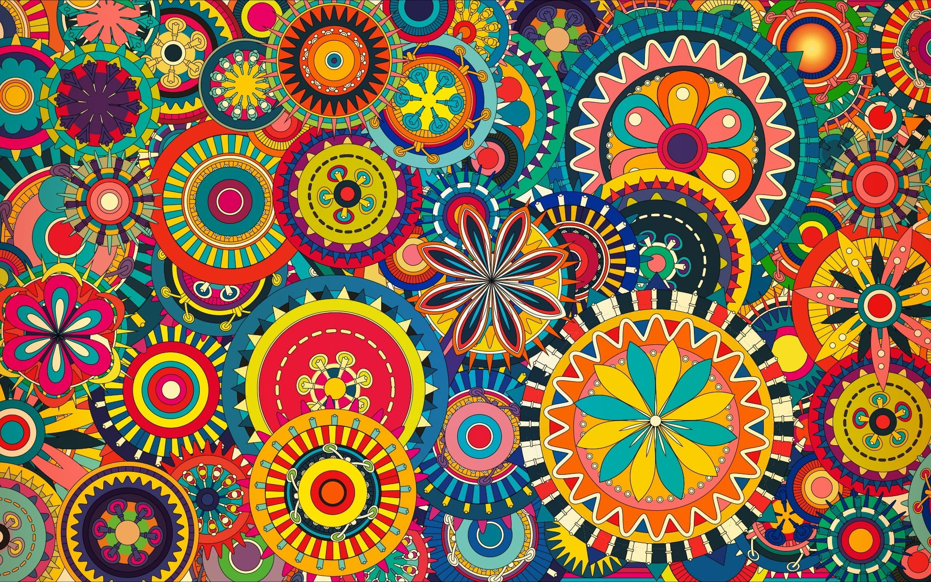 Multicolored floral art wallpaper, colorful, digital art, geometry, circle