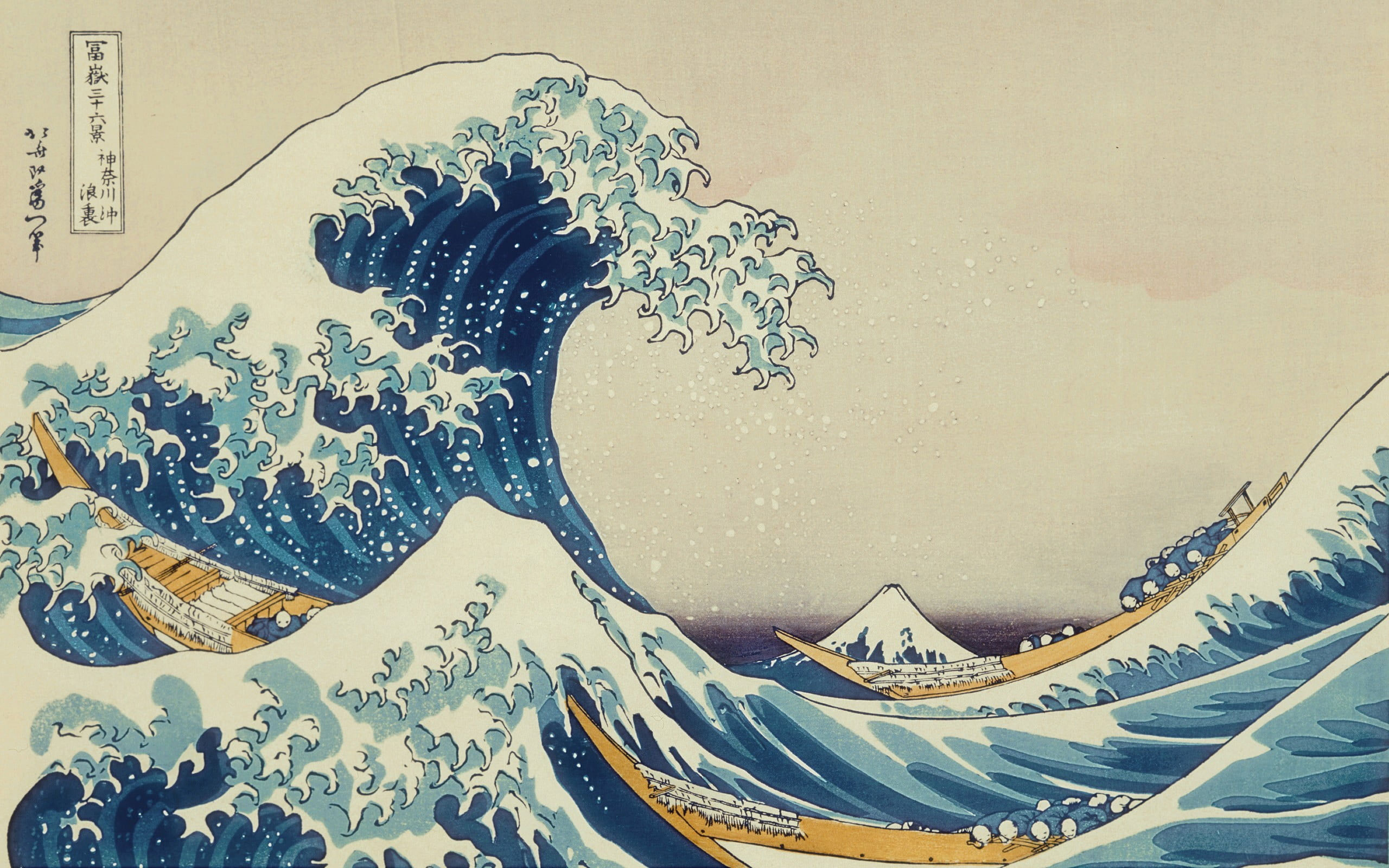 The Great Wave off Kanagawa painting wallpaper, waves, Japanese, classic art
