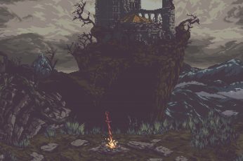 Game application wallpaper, Dark Souls III, video games, pixel art