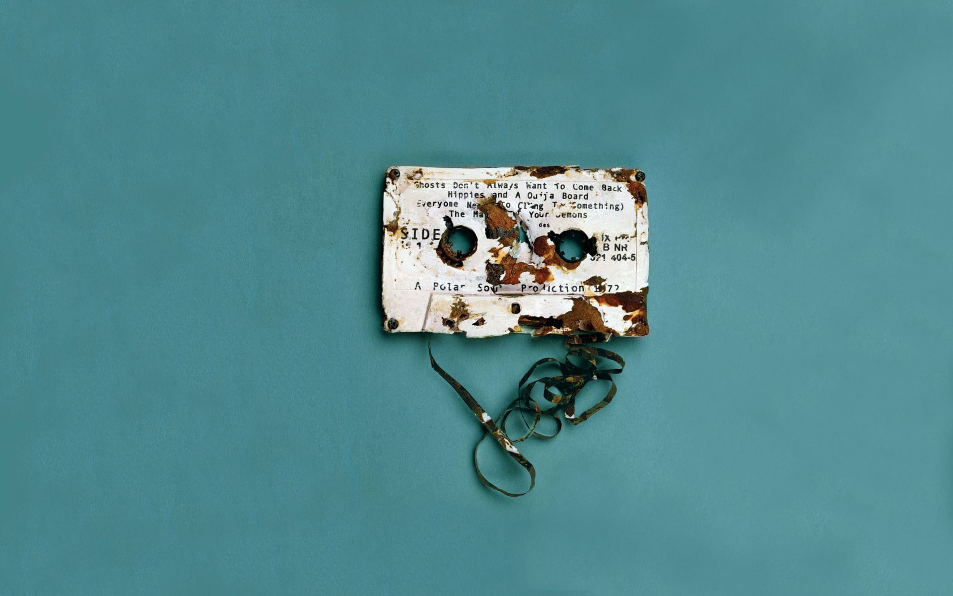 White cassette tape wallpaper, digital art, blue background, simple background