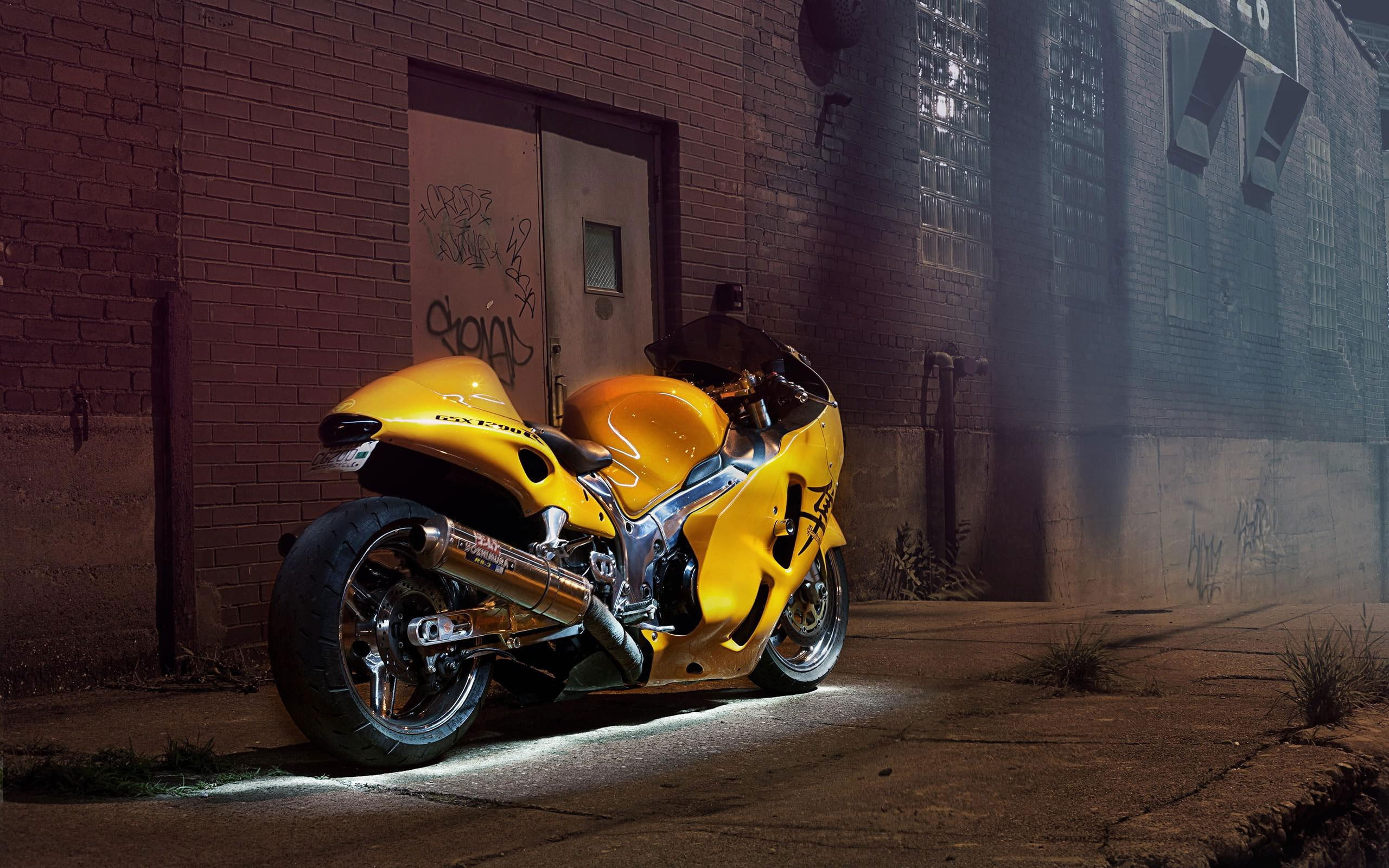 Suzuki GSXR Hayabusa wallpaper, yellow sports bike, motorcycles, 2560×1600