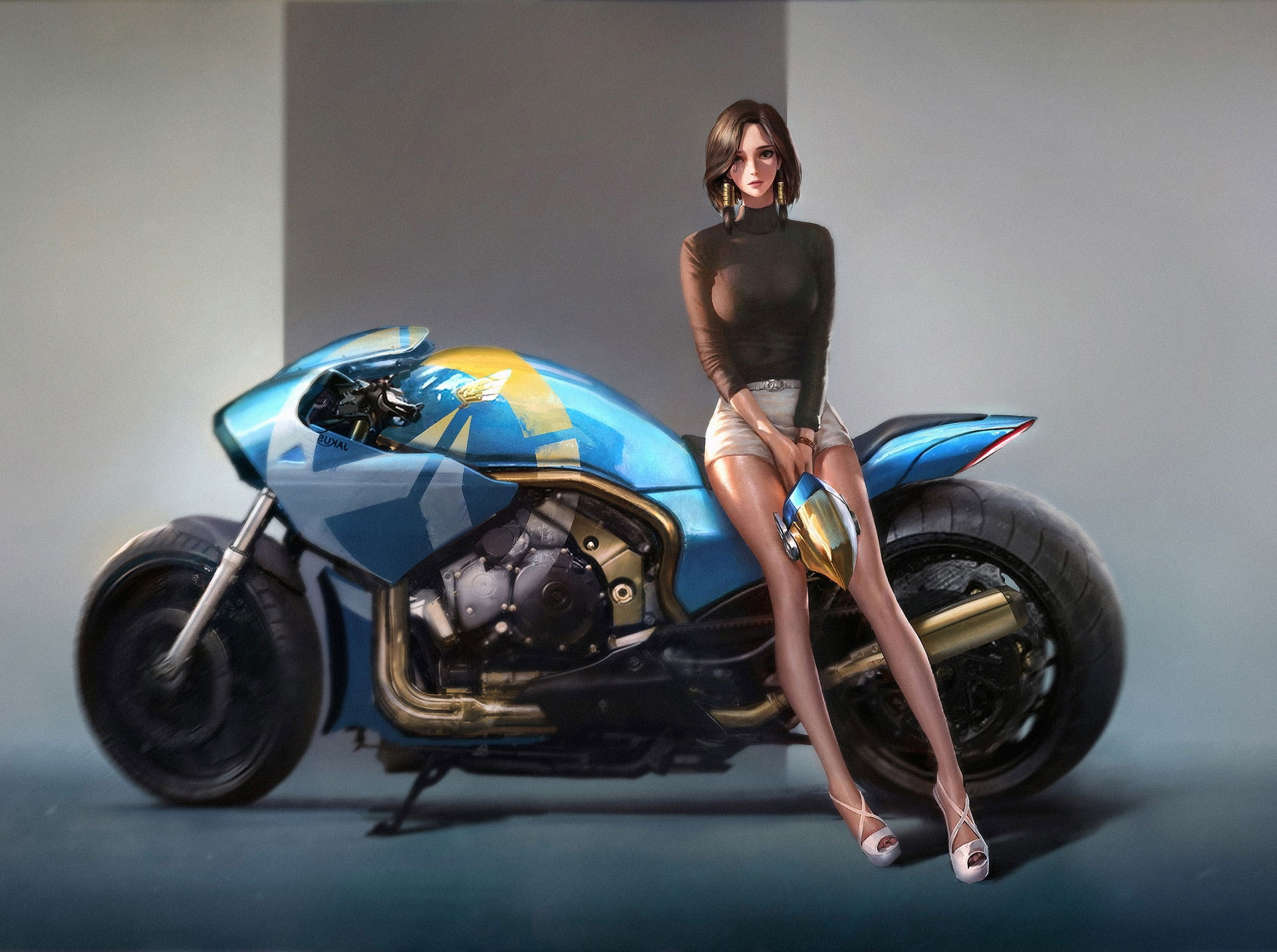 Overwatch wallpaper, Pharah (Overwatch), women with bikes, one person