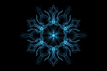Blue snowflake illustration wallpaper, dark, abstract, digital art, black