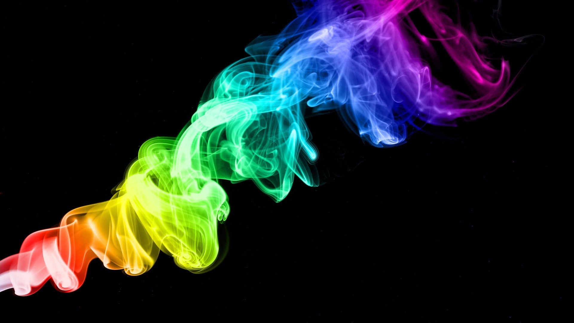 Rainbow color smoke wallpaper, colorful, black background, abstract
