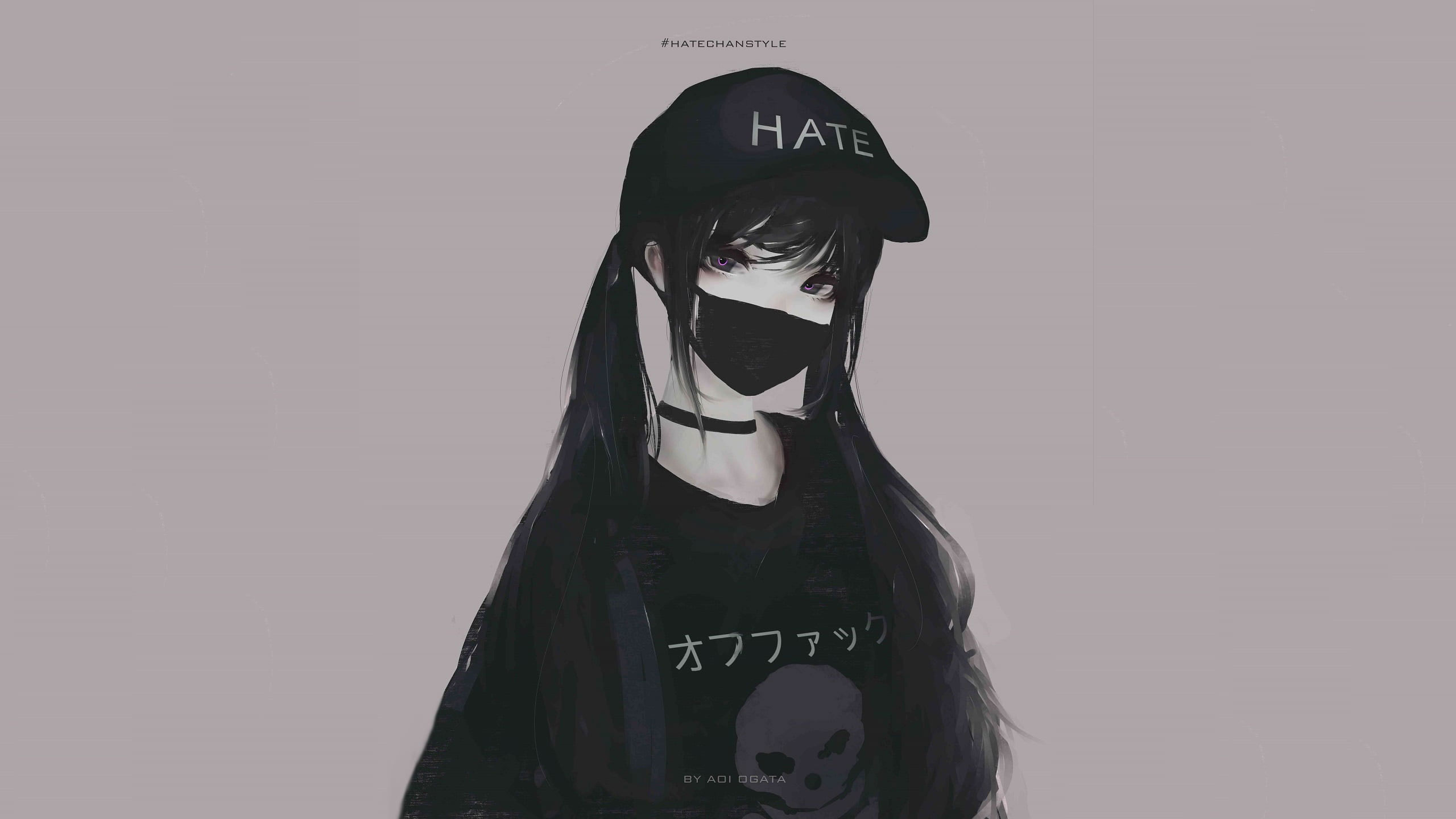 Artwork of female wearing black hat wallpaper, Aoi Ogata, digital art, women