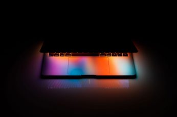 MacBook Pro at Night wallpaper, apple, black, colorful, colors, computer