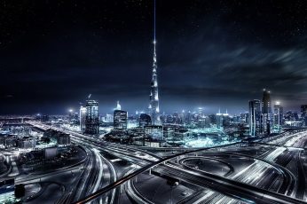 Cityscape wallpaper, Skyscraper, Dubai, United Arab Emirates, Night, Lights, city landscape during night