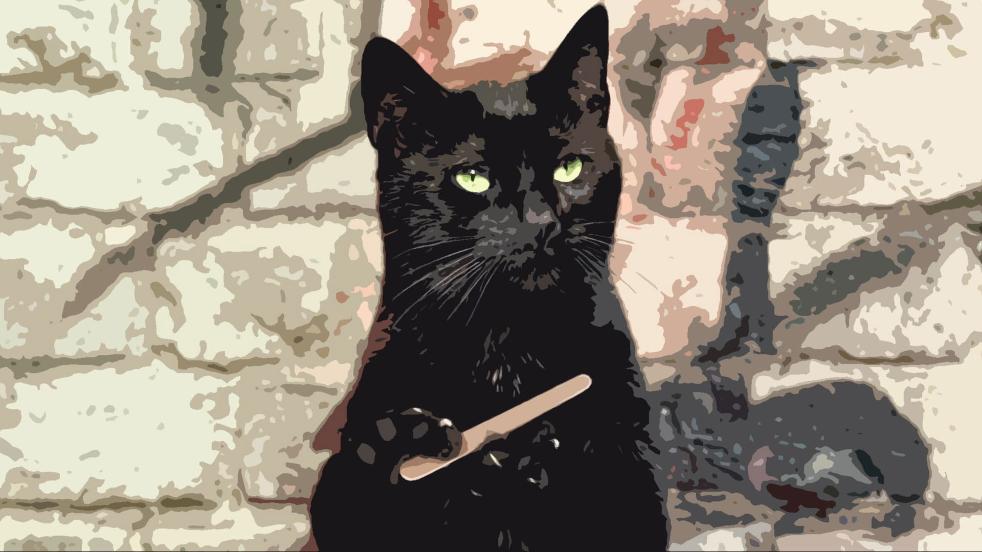 Black cat painting wallpaper, black cats, animals, humor, domestic animals