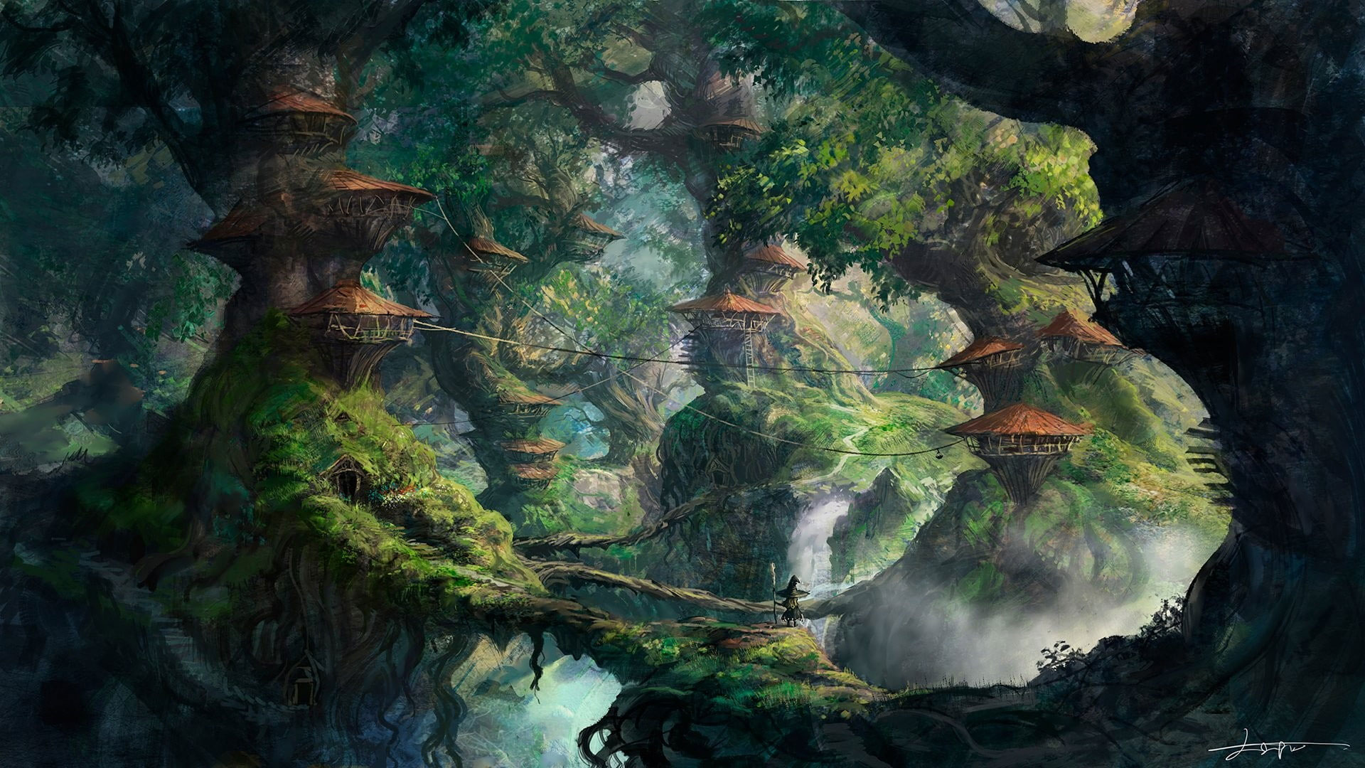Fantasy wallpaper, Wizard, Forest, Digital Art