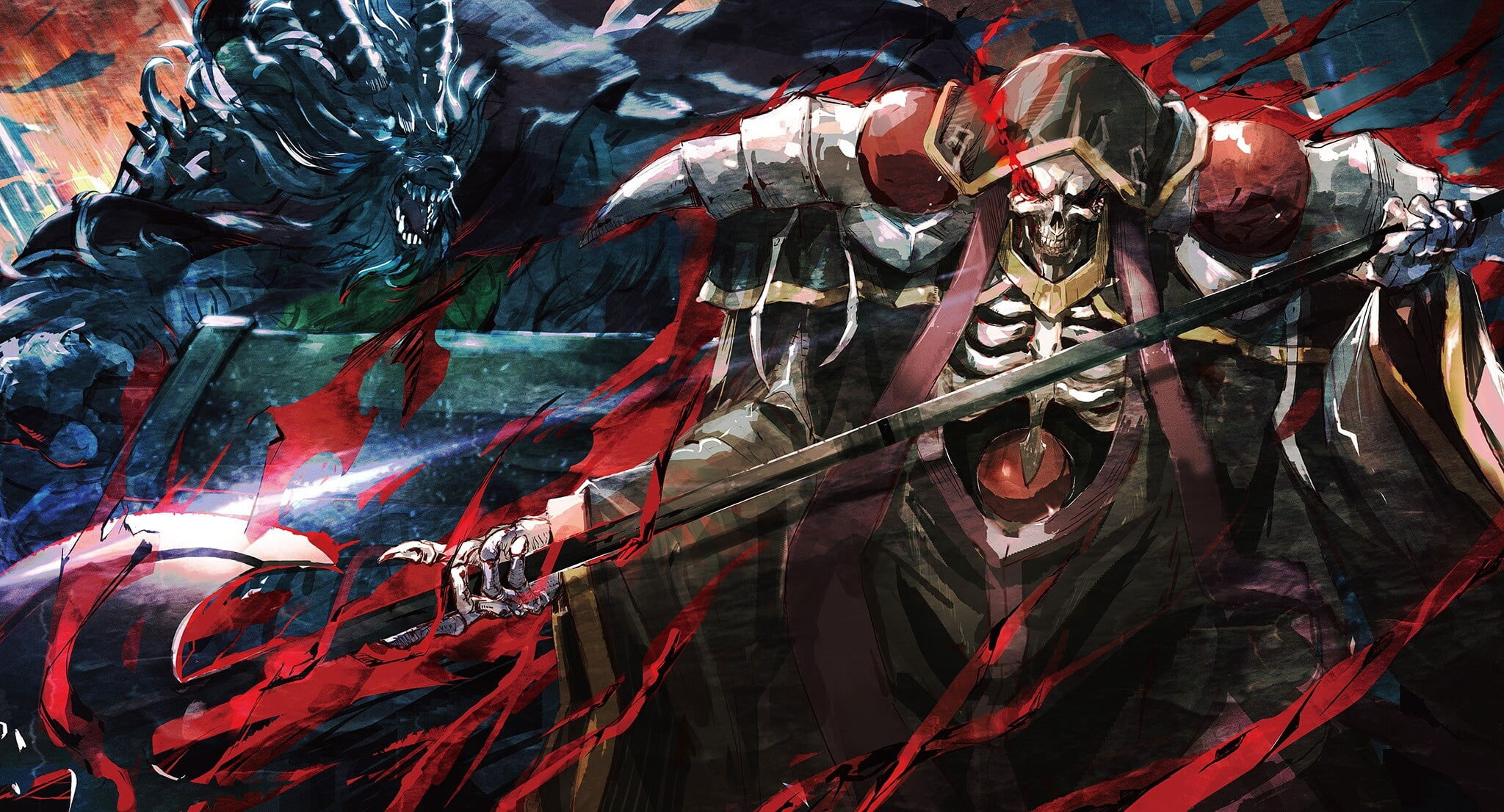 Overlord wallpaper (anime), Ainz Ooal Gown, fantasy art, skull, demon