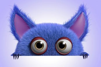 Blue cartoon character illustration wallpaper, monster, funny, cute, fluffy