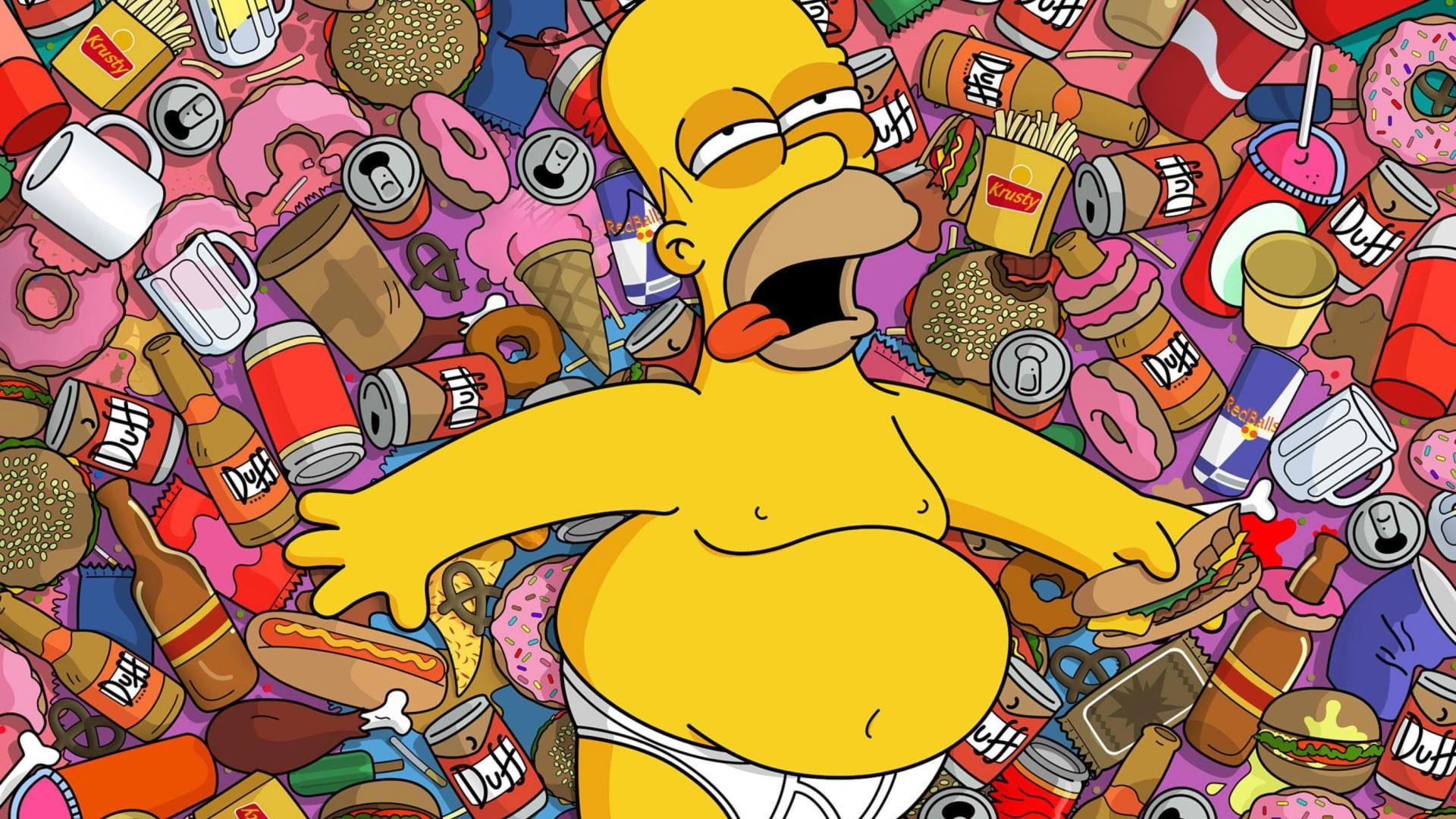 Simpsons wallpaper, homer, beer, drunk, hangover, cartoon, food, funny