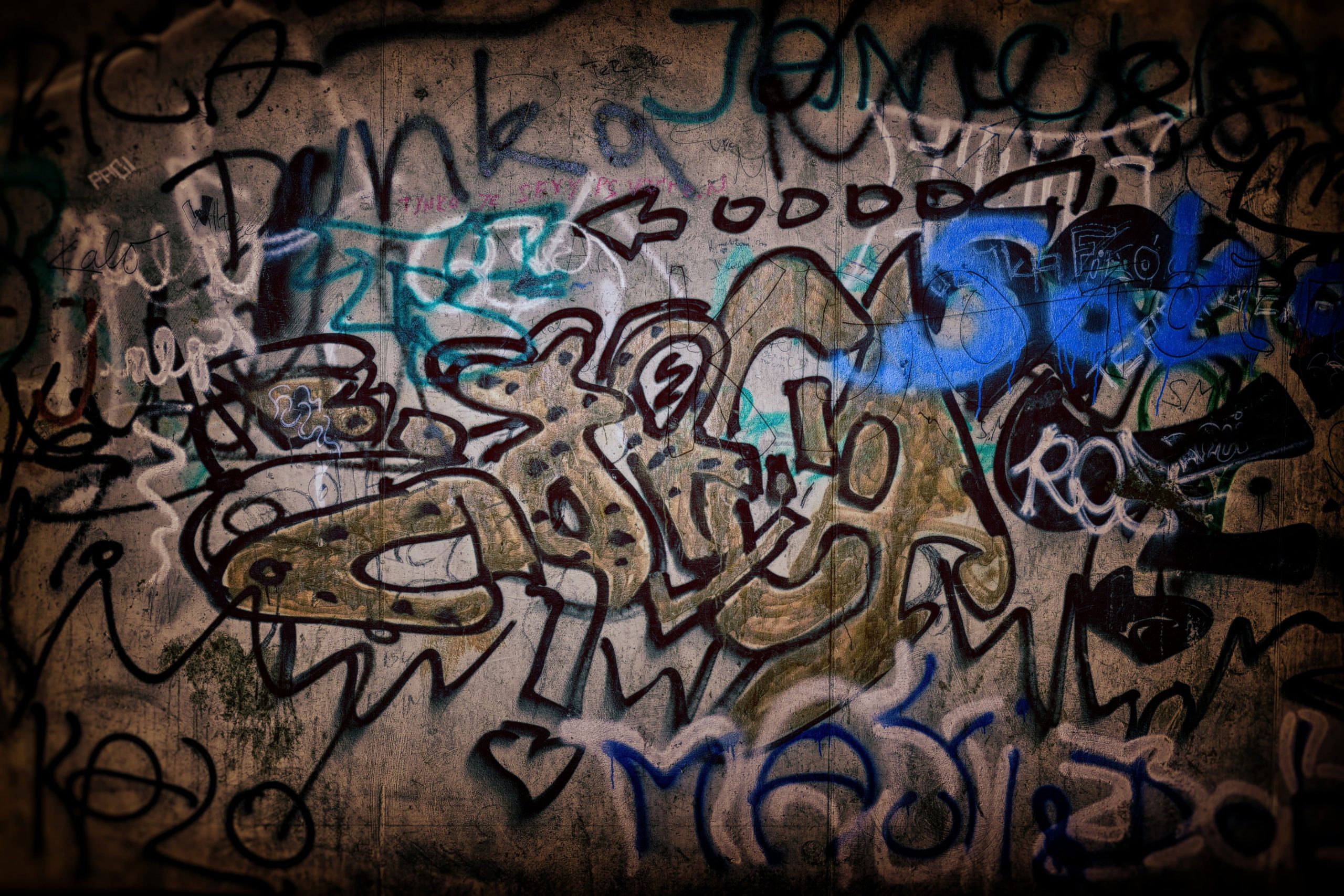 Silhouette photography of graffiti wall wallpaper, background