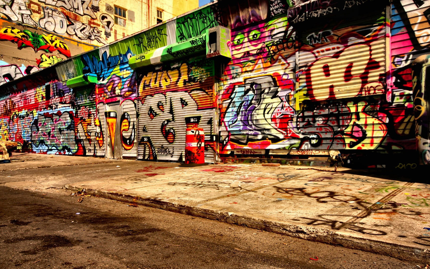 Assorted-color graffiti wallpaper, asphalt, wall, creativity, art and craft
