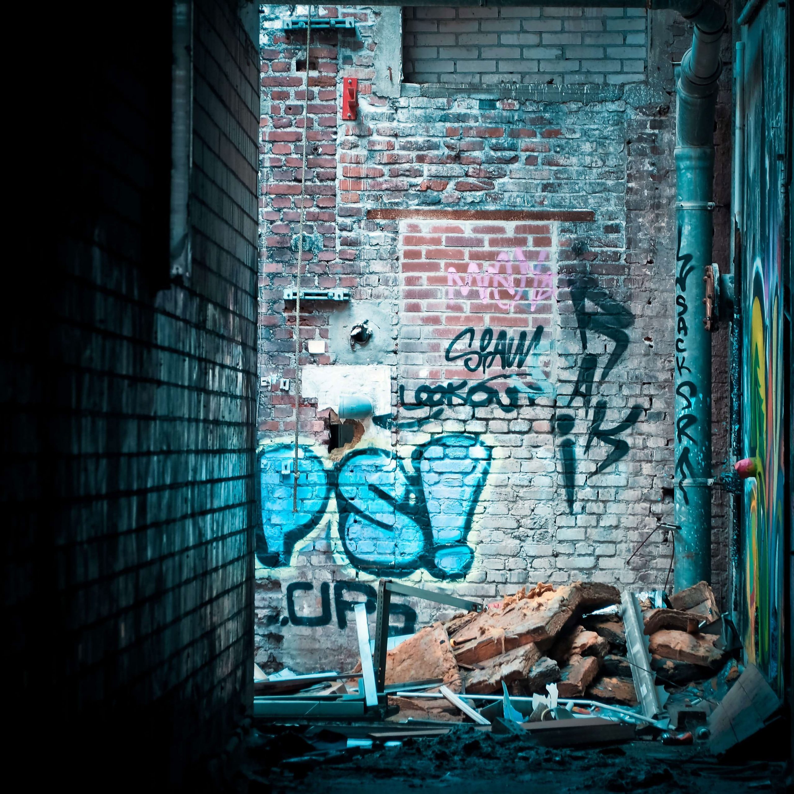 Abandoned wallpaper, art, brick wall, broken, dilapidated, dirty, ghetto