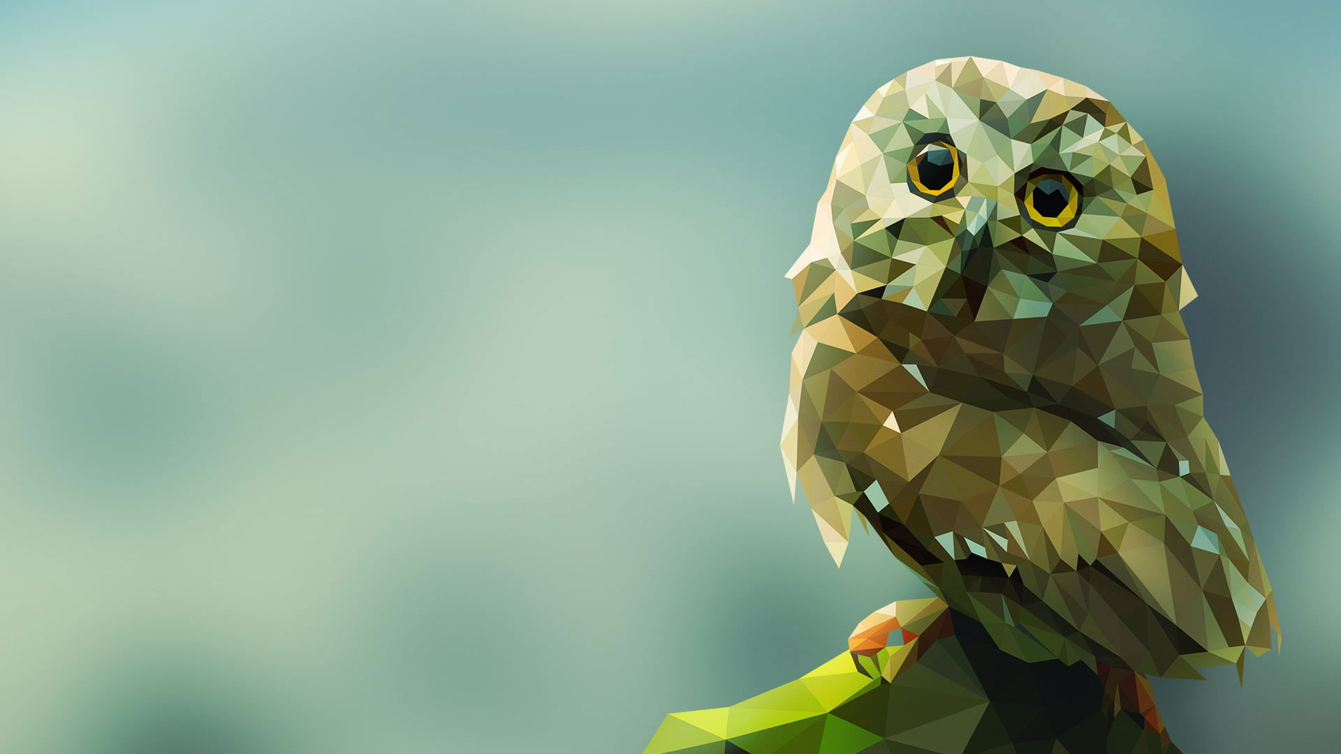 Brown owl illustration wallpaper, brown mosaic owl painting, animals, digital art