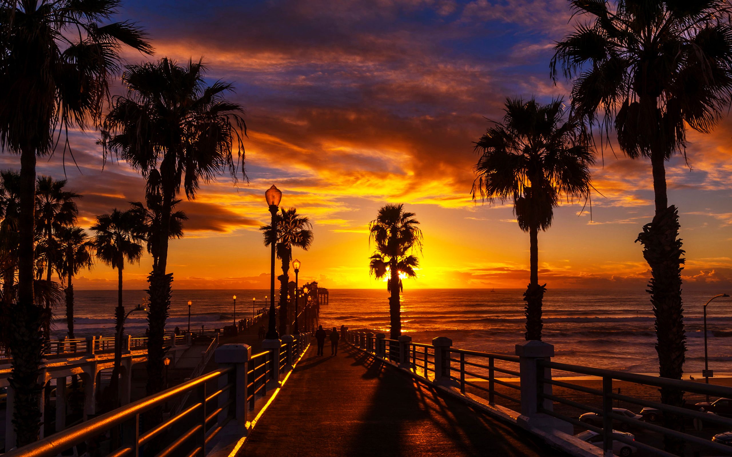 Sunset At The Oceanside Pier In The North County Of San Diego California Desktop Hd Wallpaper For Mobile Phones Tablet And Pc 3840×2400