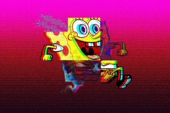 Spongebob illustration wallpaper, vaporwave, VHS, Run, squarepants, art and craft