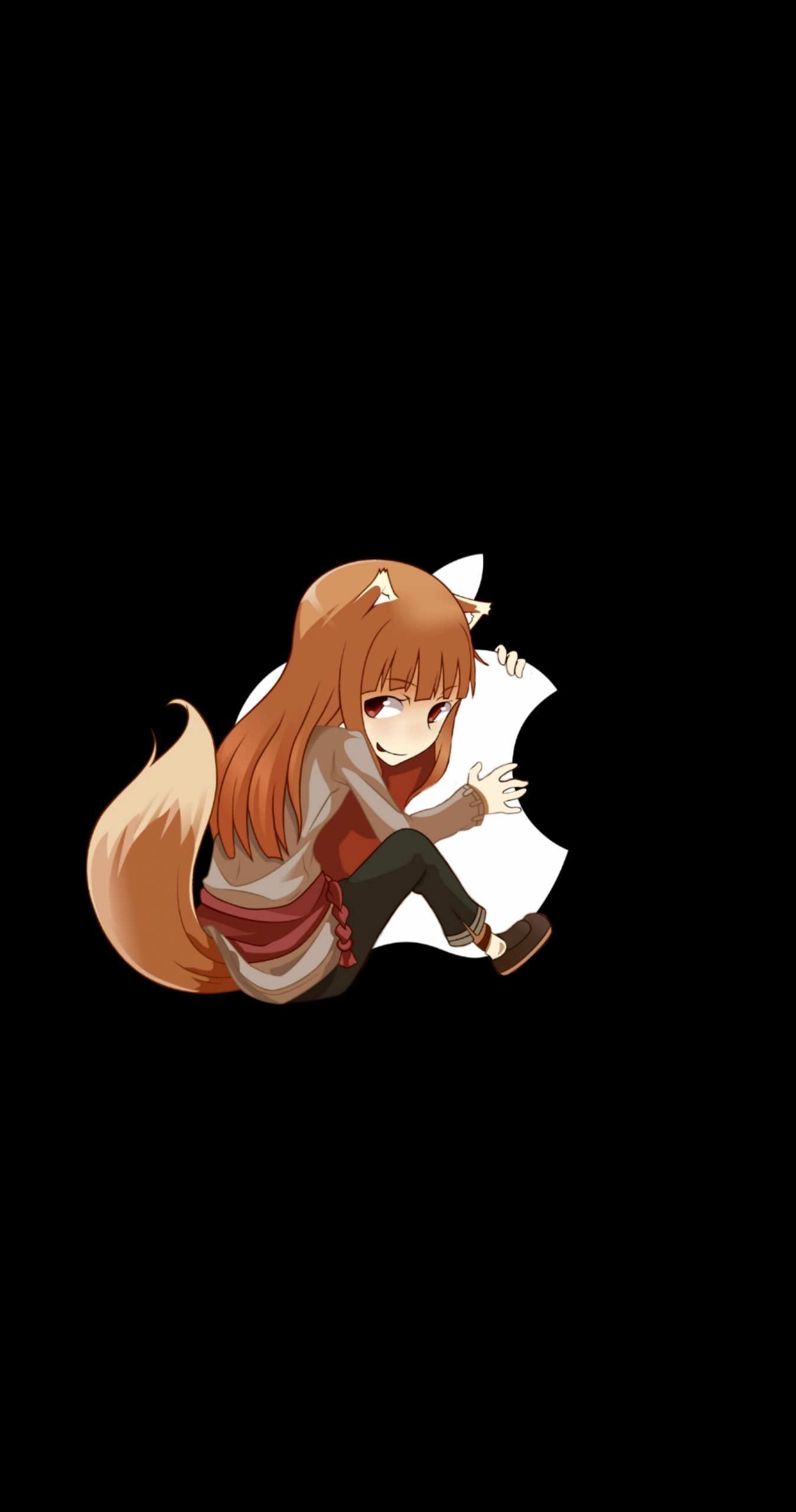Anime girls amoled wallpaper, Spice and Wolf, Apple Inc., Holo