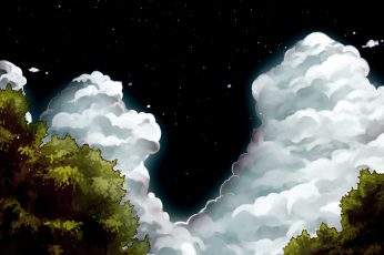 Anime amoled wallpaper, dark, clouds