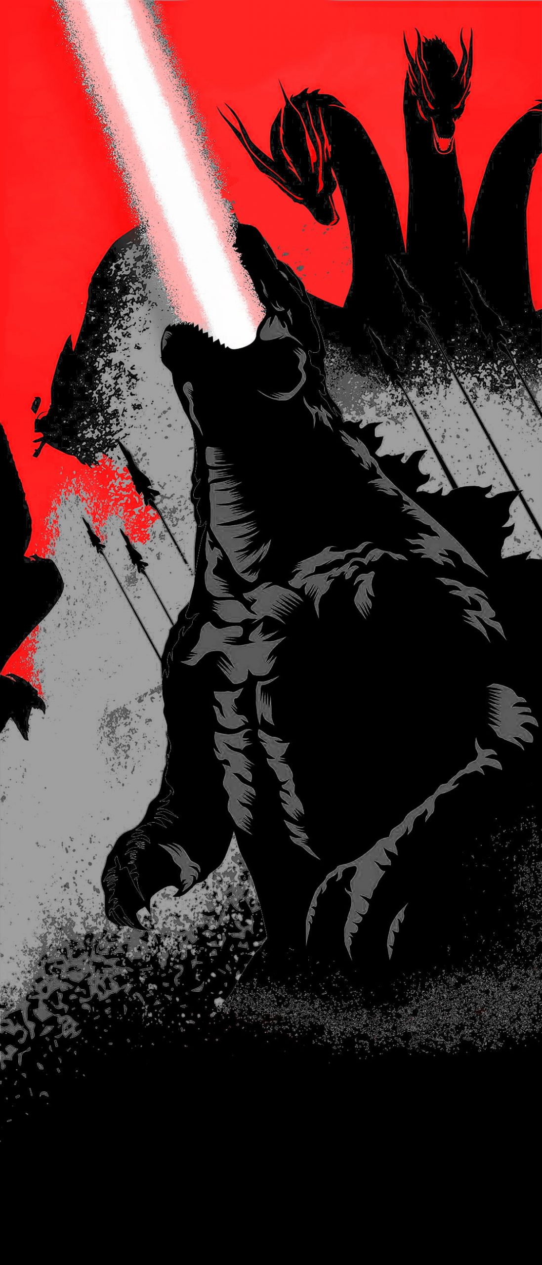 Godzilla wallpaper: King of the Monsters, amoled, dark, vertical
