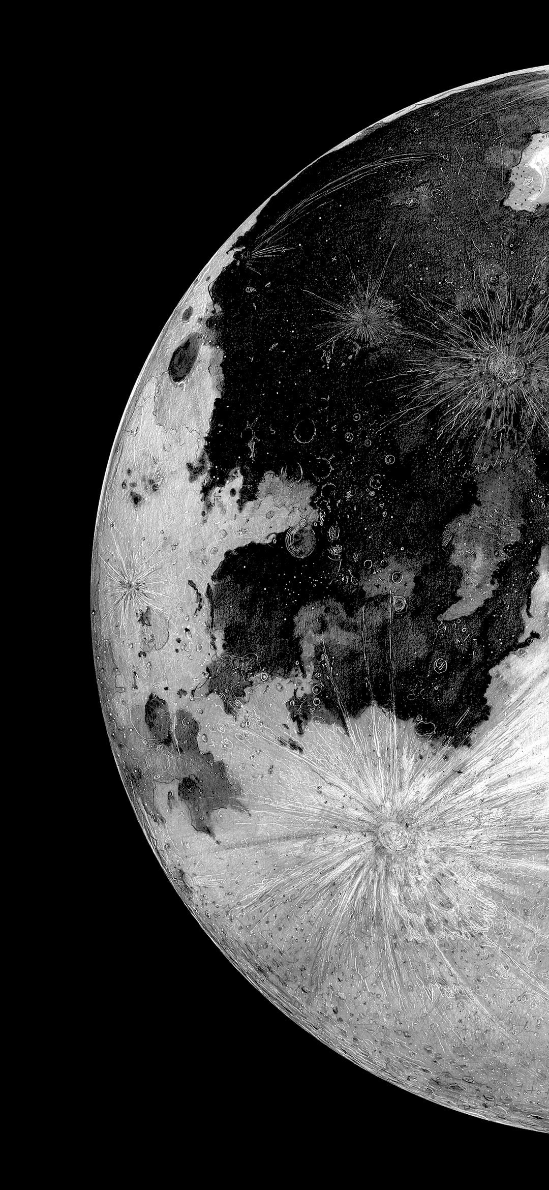Moon planet amoled wallpaper, dark, monochrome
