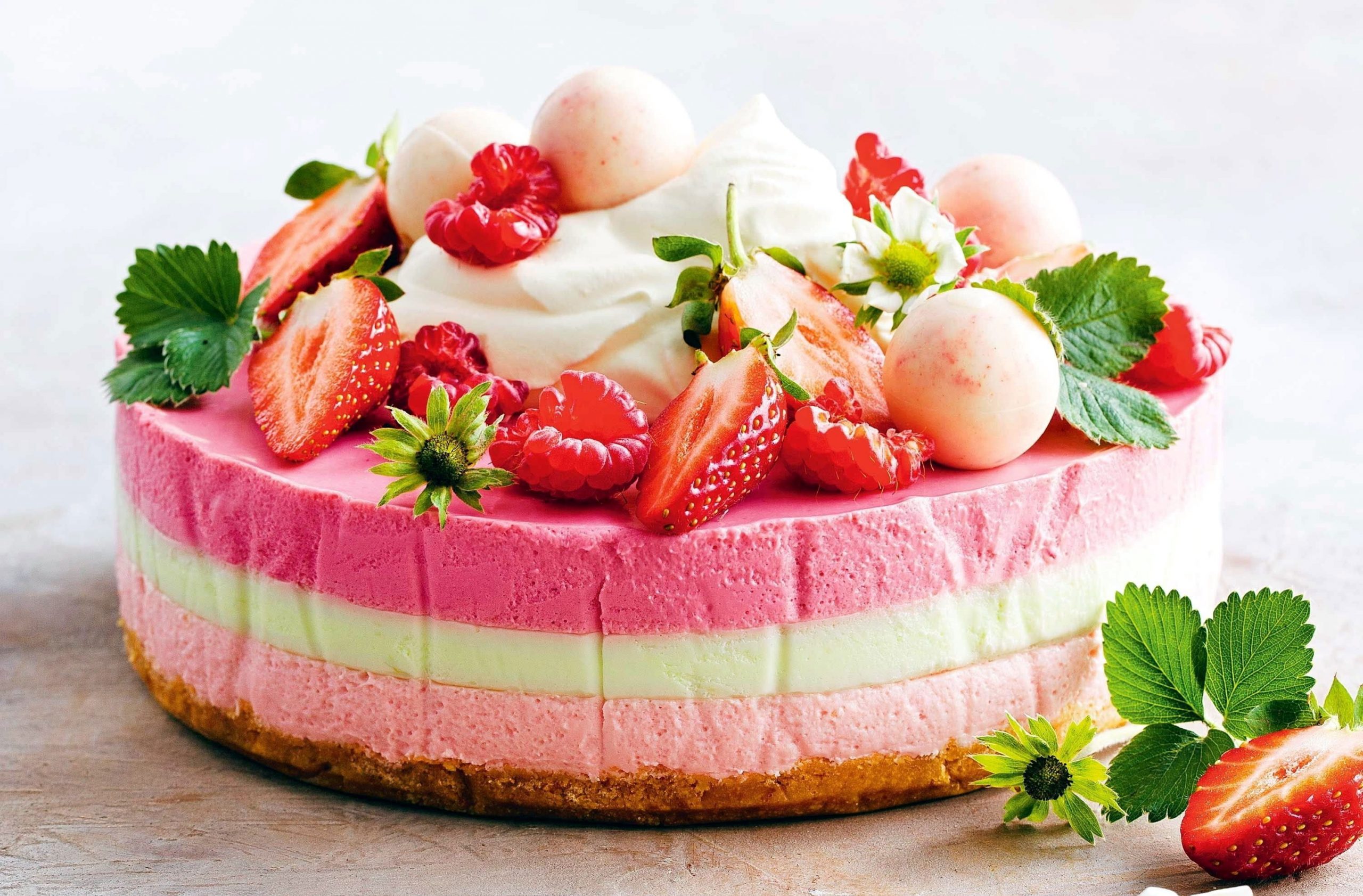 Cake wallpaper, fruit, strawberries, food, raspberries, food and drink