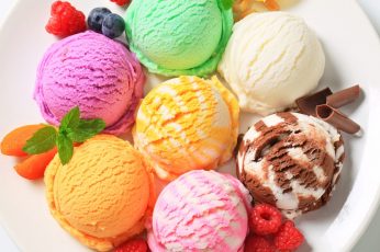 Ice cream wallpaper, dessert, sweet food, colorful