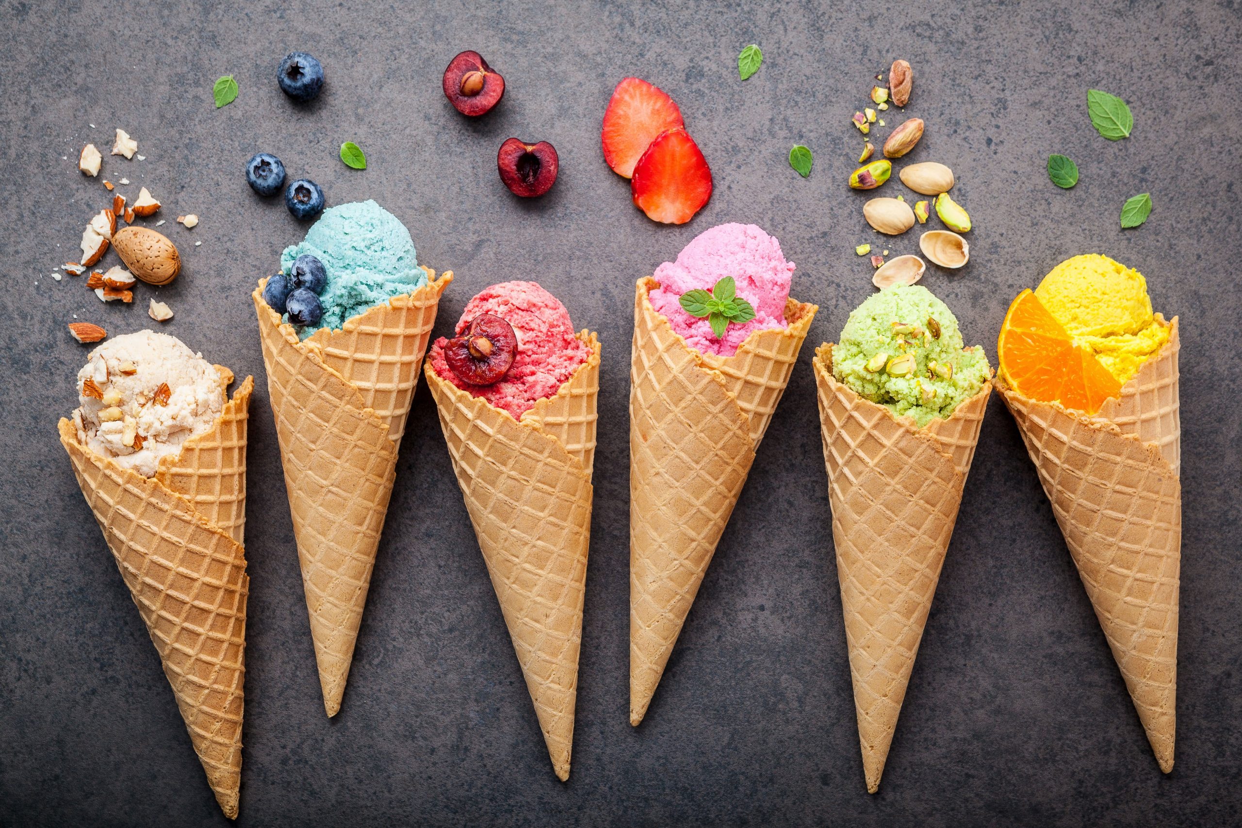 Ice cream wallpaper, food, colorful, food and drink, cone, ice cream cone