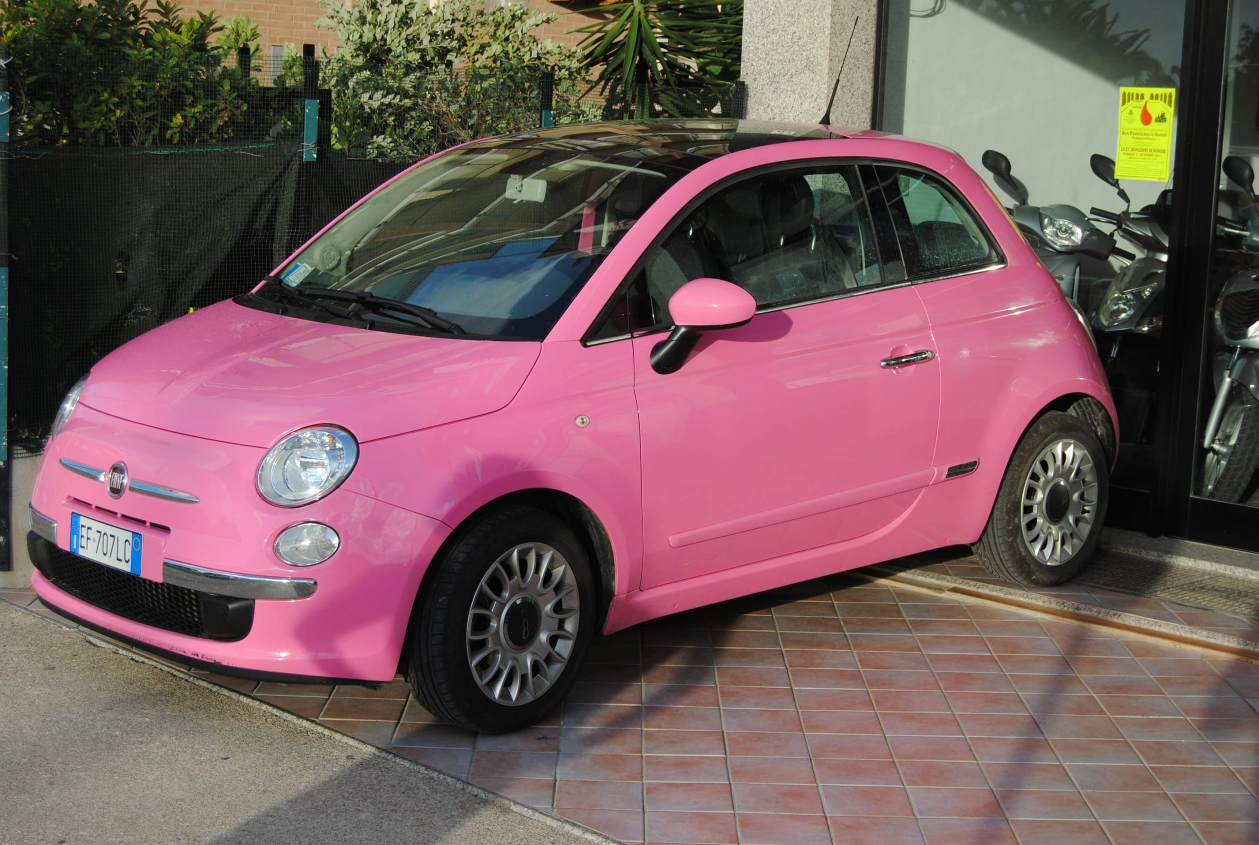 Car wallpaper, Fiat 500, Sardinia, Pink, Girly, transportation, pink color, car, Empty