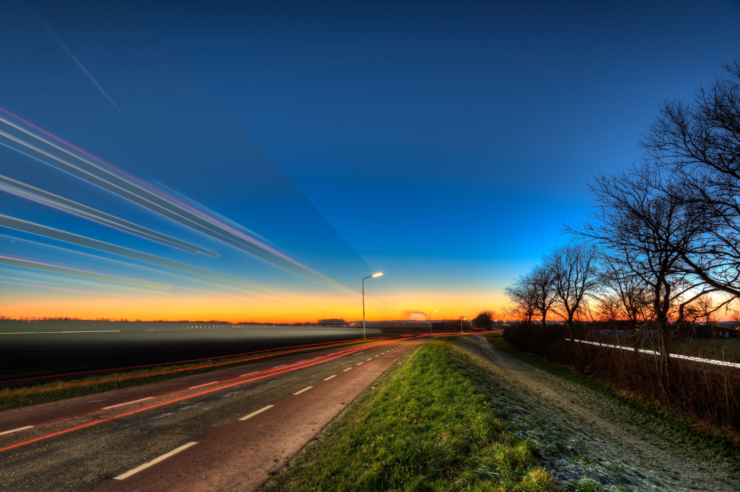 Time-lapse photo of road near bare trees during nighttime wallpaper, Speed of Light